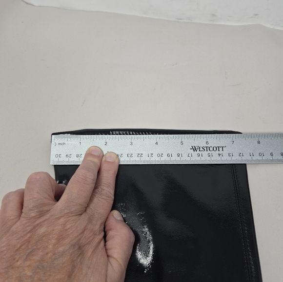 Abound Womens Over Knee Black Vinyl Look Boots Sz 6.5M Kitten Heel Sleek Luster - Picture 9 of 13